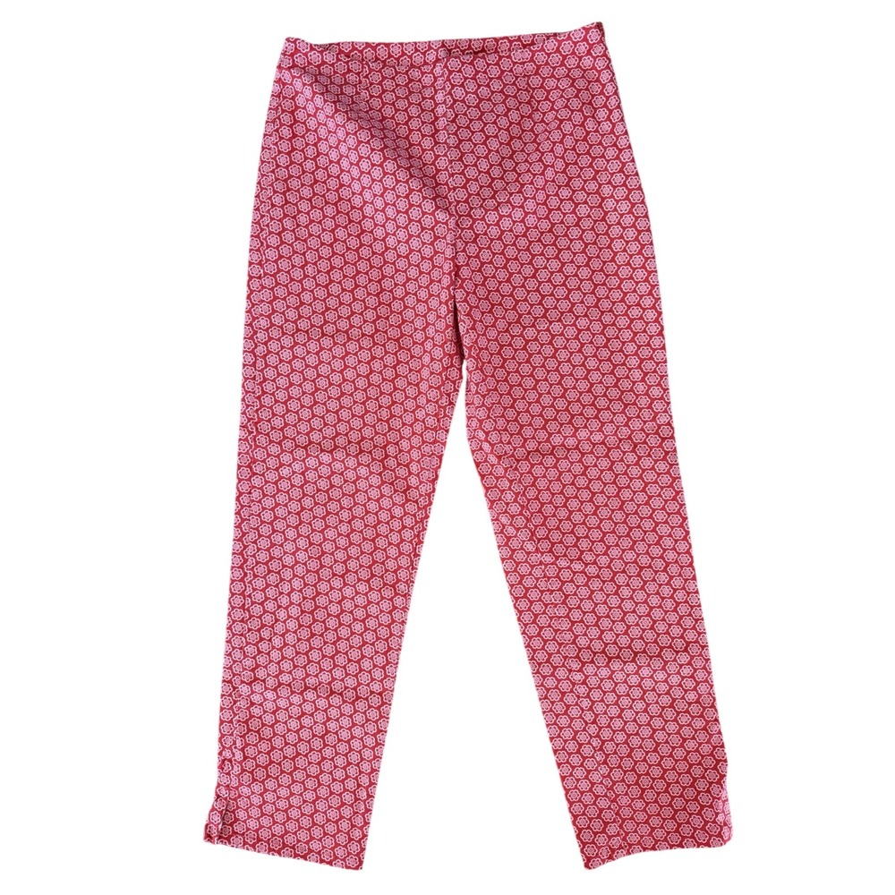 Susan Bristol Women's 6 Red Floral Side Zip Skinny Ankle Pants | SKU 0850